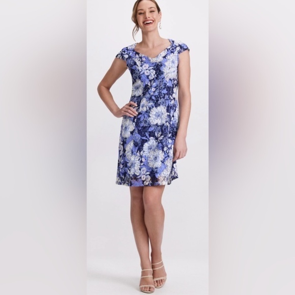 SLNY Floral Cap Sleeve Dress Size 8 NWT